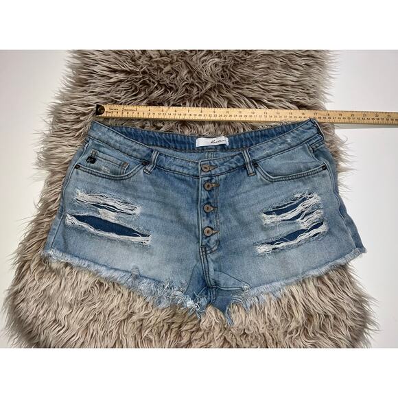 Kancan women’s button zipper distressed blue jeans shorts - Picture 3 of 9